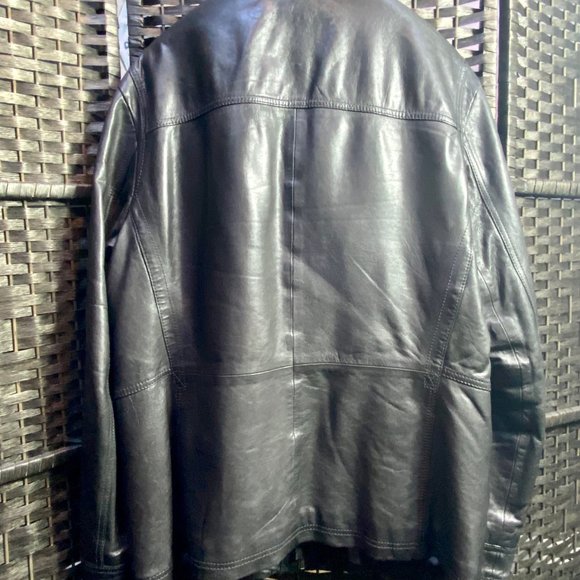 BOSS Mens Black 100% Lamb Leather Moto Jacket - Picture 3 of 14
